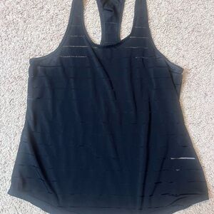 Zyia Active Medium Women black Havana tank top mesh stripes Racerback  K24v